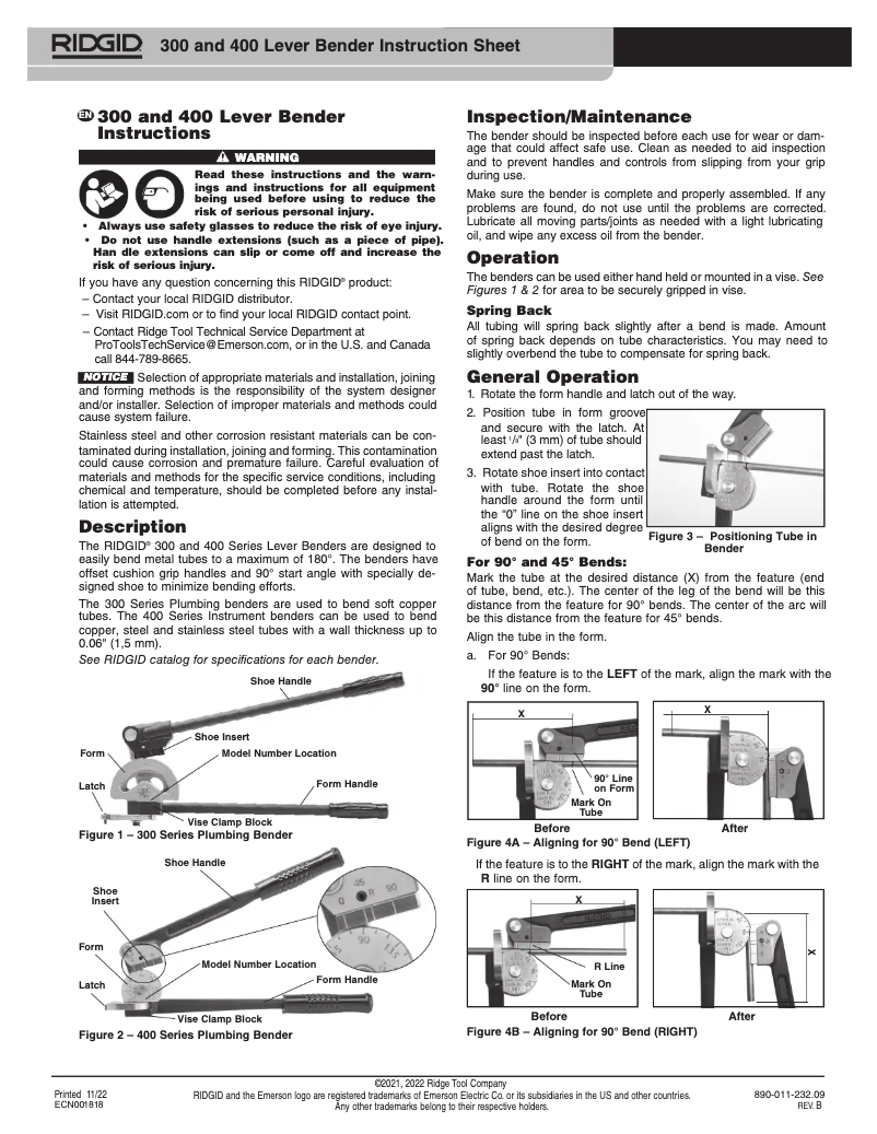 Page n°1 - Manuel utilisateur Ridgid 403