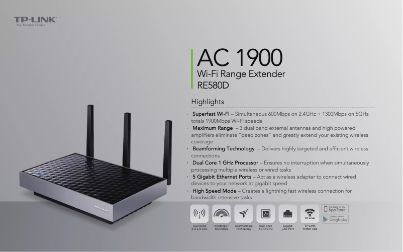 Page n°1 - Fiche technique TP-Link RE580D