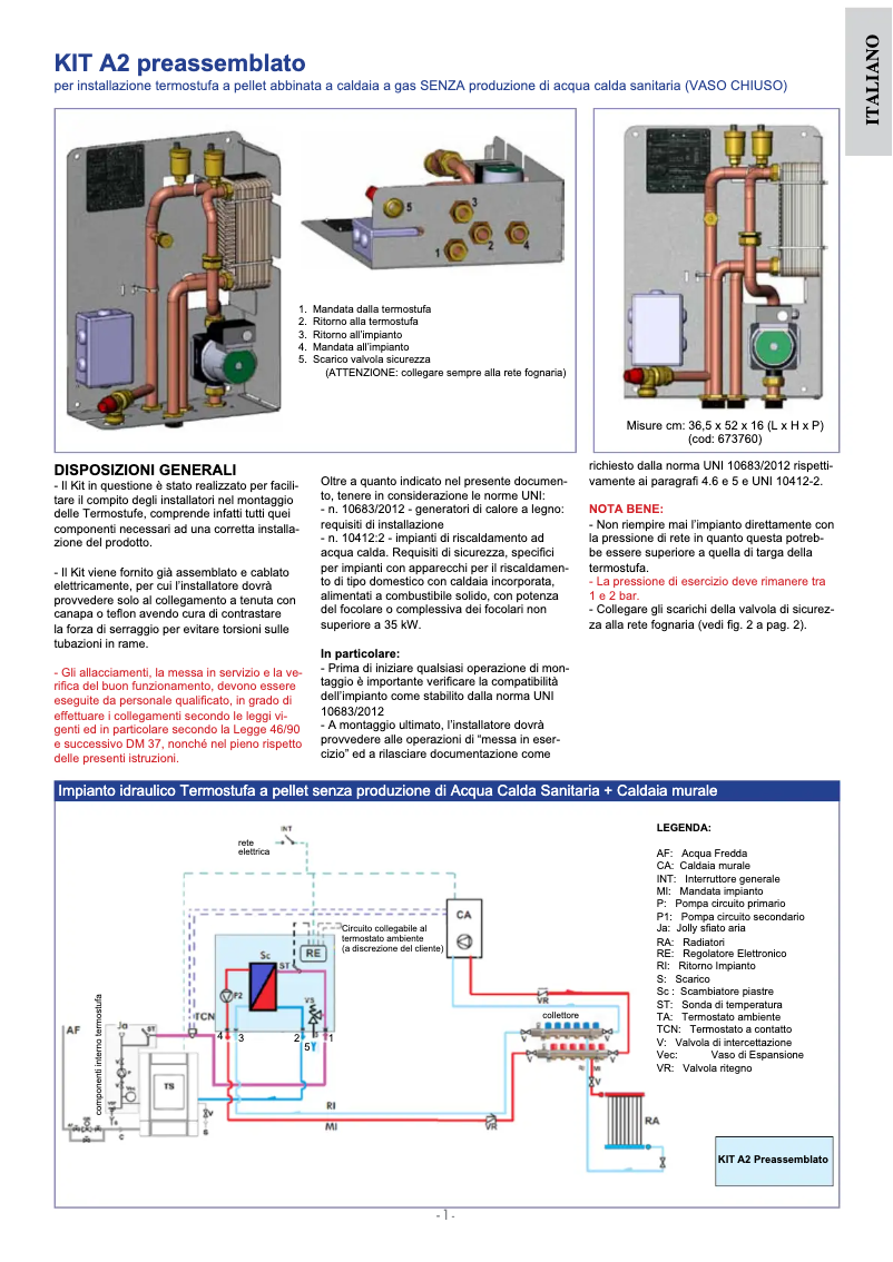 Page n°1 - Manuel utilisateur Edilkamin KIT A2