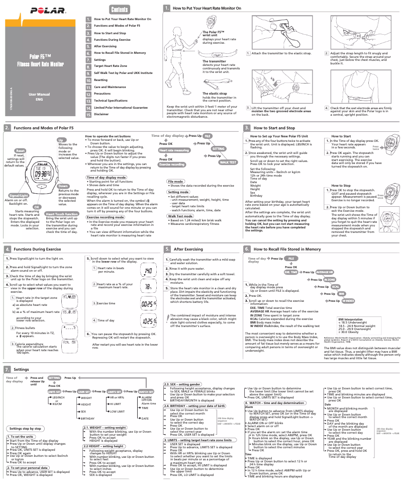 Page 1 de la notice Manuel utilisateur Polar F5
