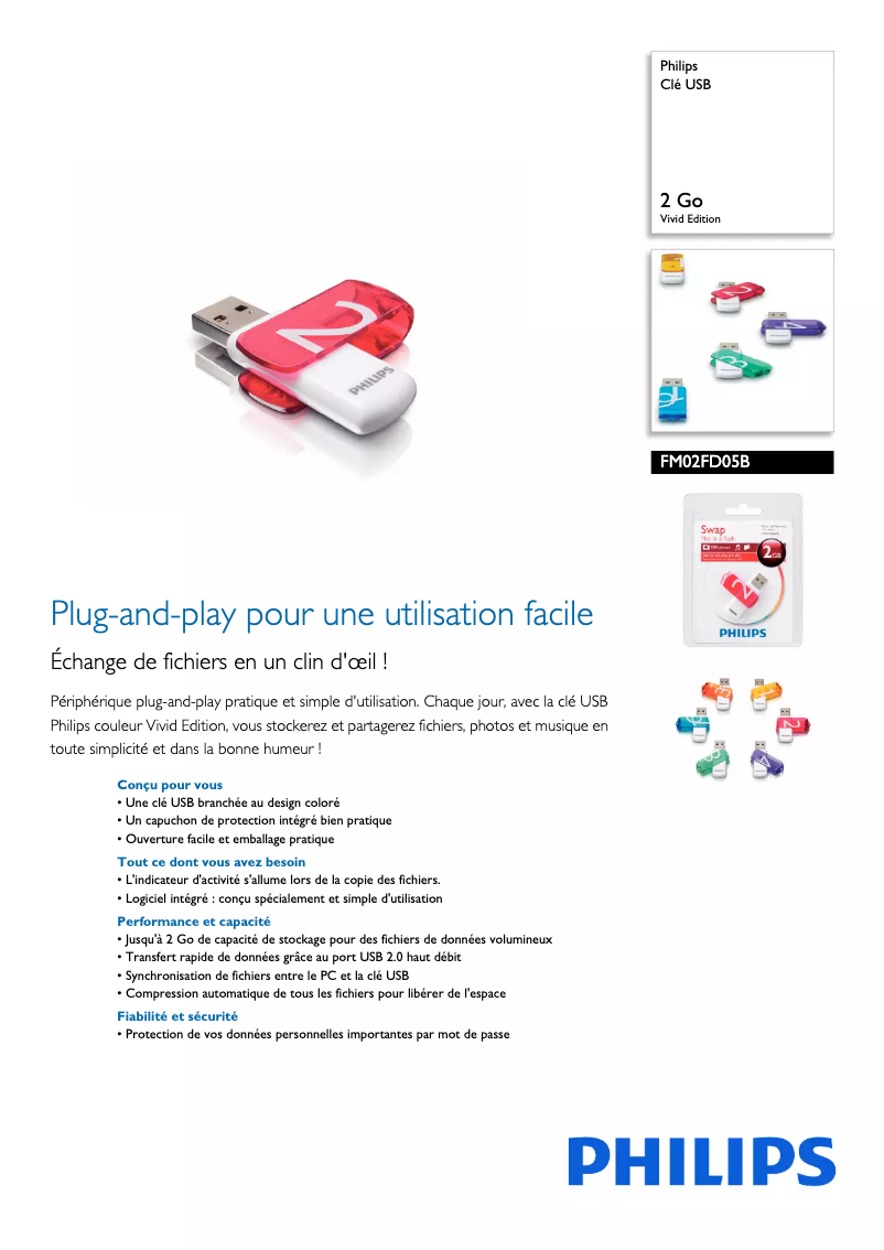 Page 1 de la notice Fiche technique Philips FM02FD05B