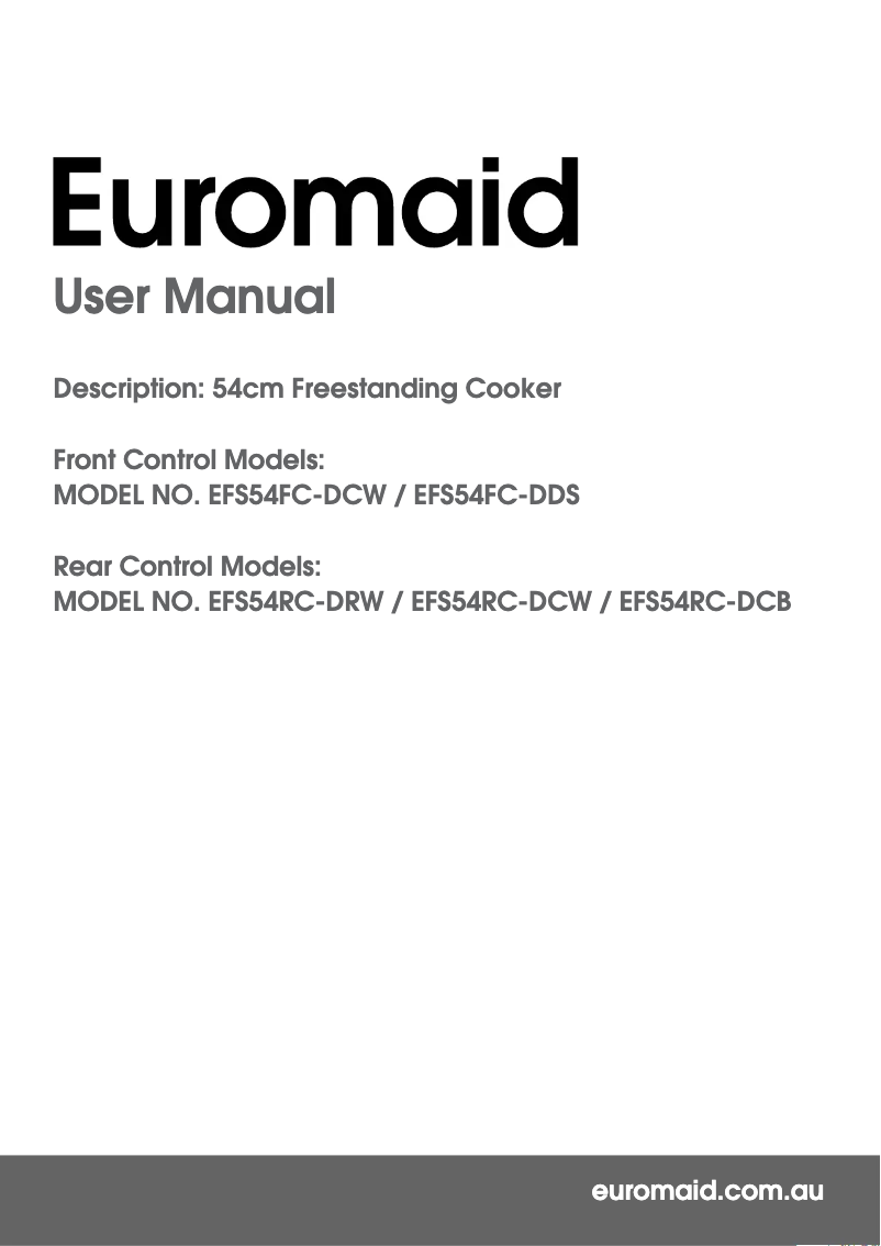 Page n°1 - Manuel utilisateur Euromaid EFS54FC-DDS