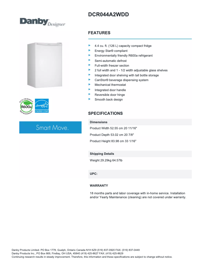 Página 1 del manual Manual de usuario Danby DCR044A2