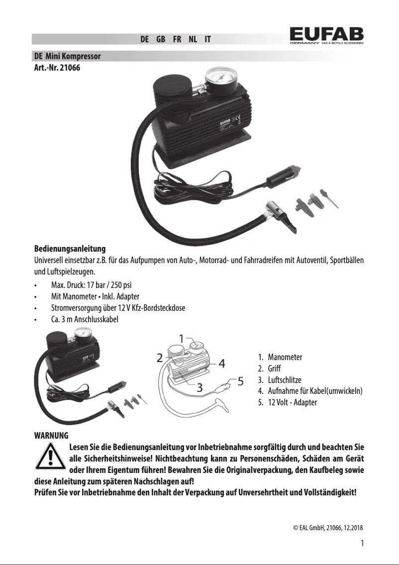 Image de la première page du manuel de l'appareil 21066