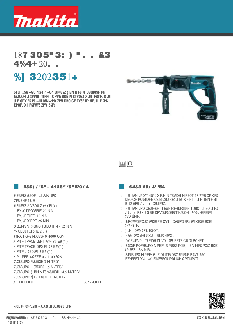 Page n°1 - Fiche technique Makita DHR202RT1J