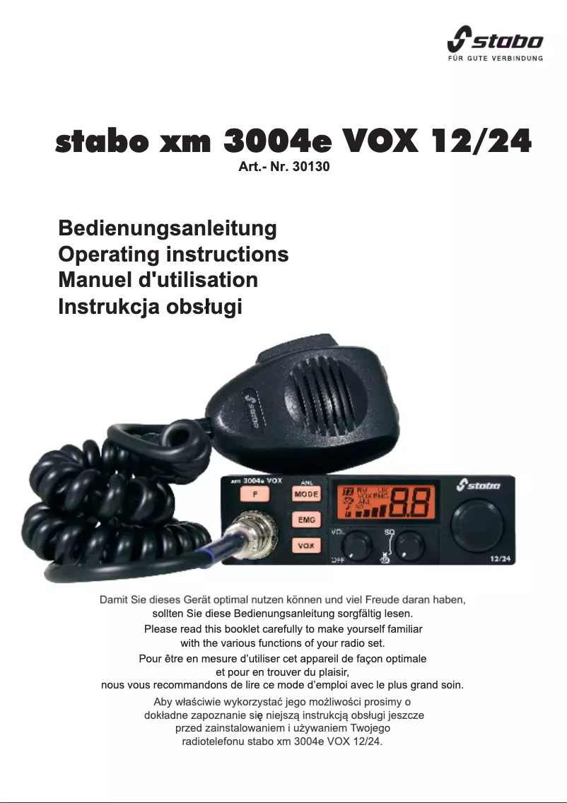 Image de la première page du manuel de l'appareil xm 3004e VOX 12/24