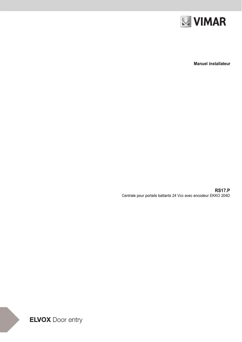 Page n°1 - Manuel utilisateur Vimar ELVOX RS17.P