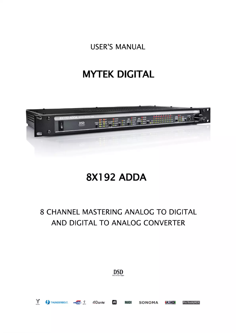 Page n°1 - Manuel utilisateur Mytek Digital 8X192 Adda