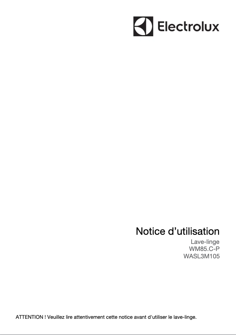 Page 1 de la notice Manuel utilisateur Electrolux WASL3M105
