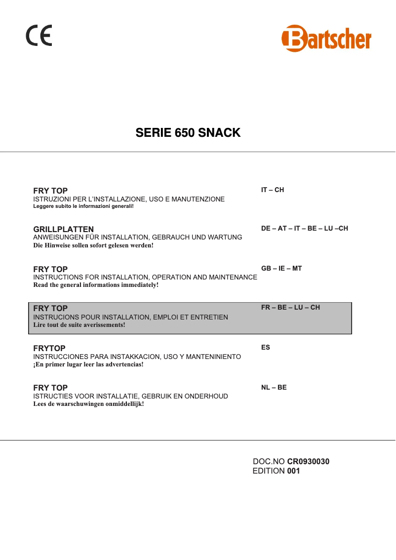 Page 1 de la notice Manuel utilisateur Bartscher 115120