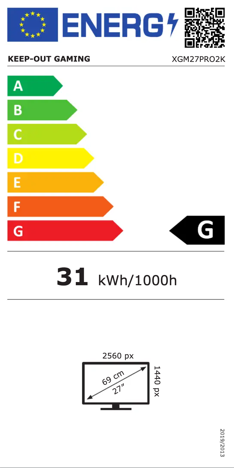 Página 1 del manual Etiqueta energética KeepOut XGM27PRO2K