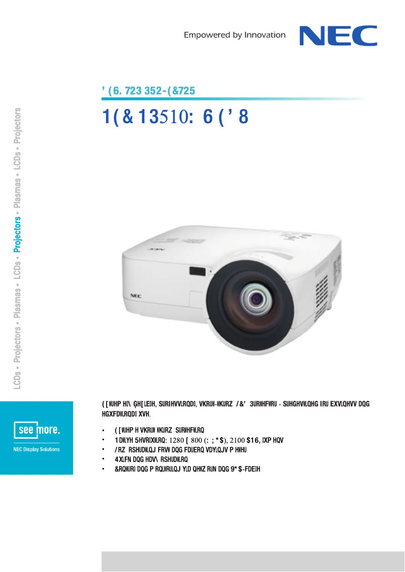 Page 1 de la notice Fiche technique NEC NP510WS