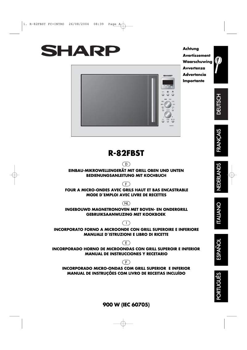 Page 1 de la notice Manuel utilisateur Sharp R82FBST