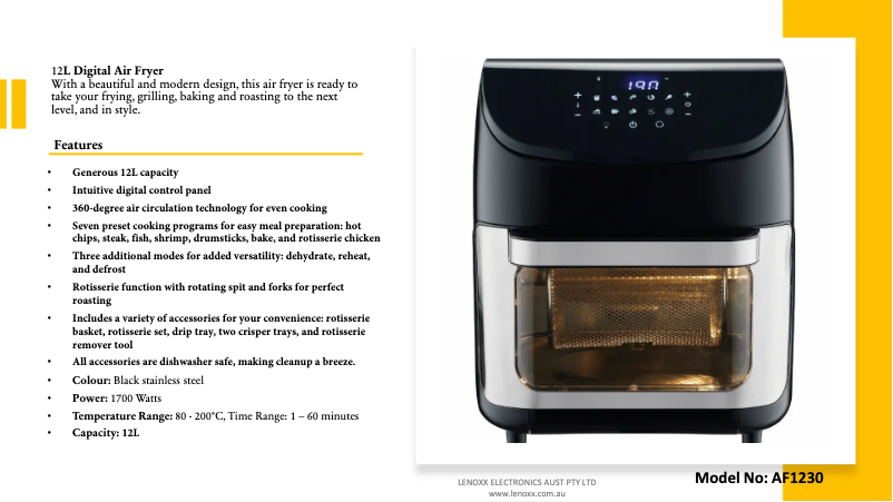 Image de la première page du manuel de l'appareil AF1230