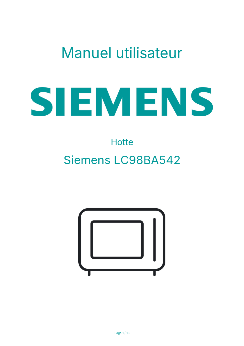 Page n°1 - Manuel utilisateur Siemens LC98BA542