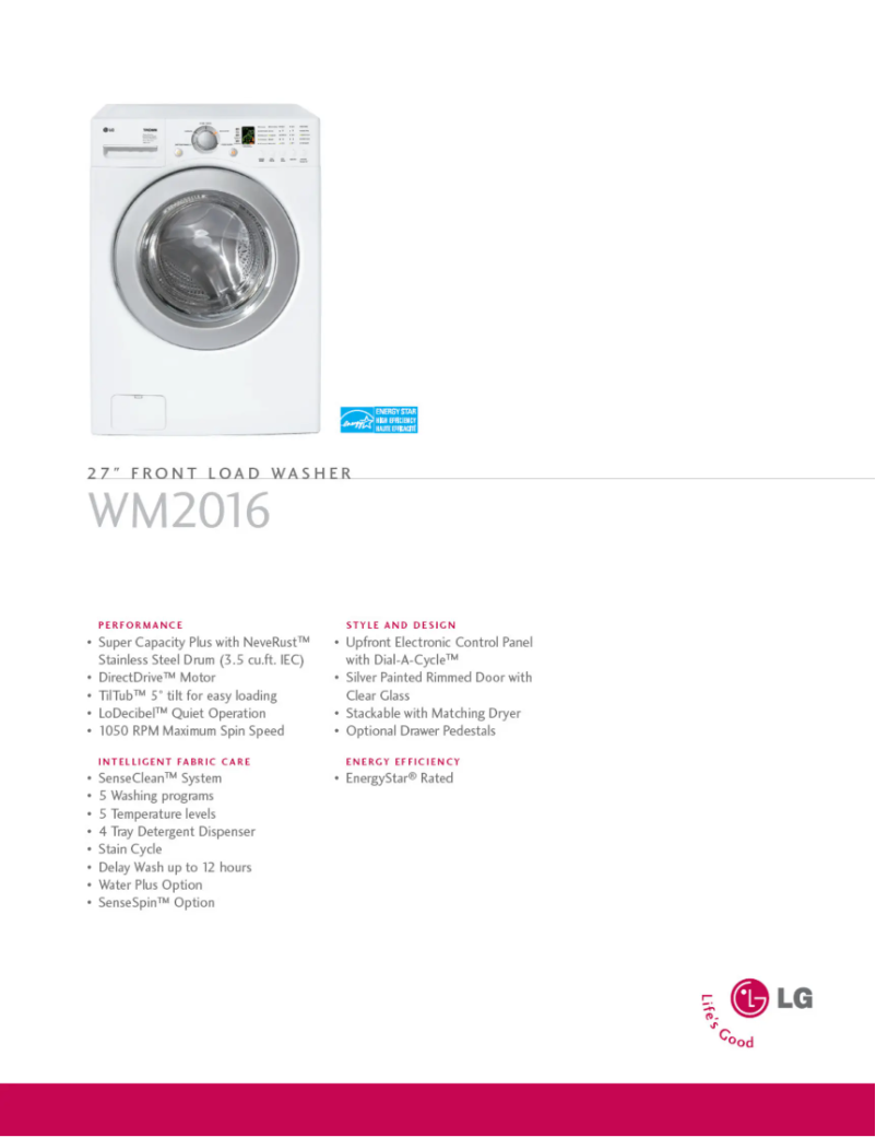 Page 1 de la notice Fiche technique LG WD-10580BD