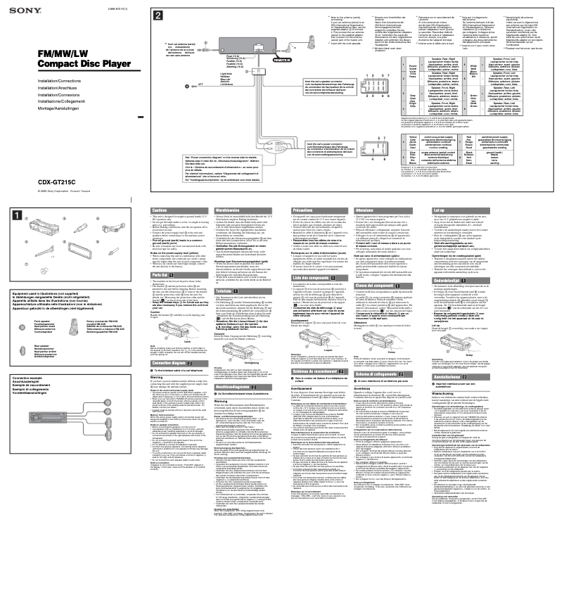 Image de la première page du manuel de l'appareil CDX-GT215C