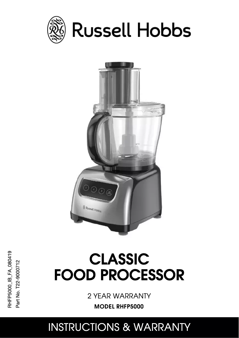 Page n°1 - Manuel utilisateur Russell Hobbs Classic RHFP5000