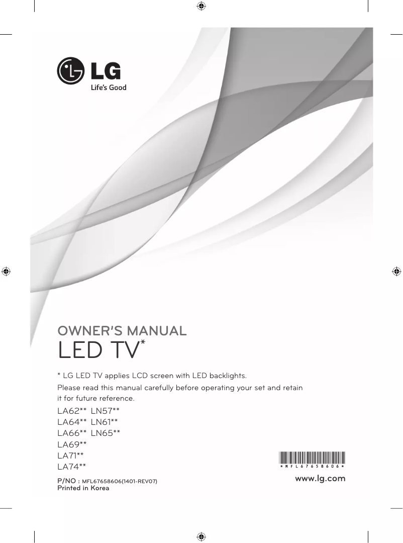 Page n°1 - Manuel utilisateur LG 55LA710V
