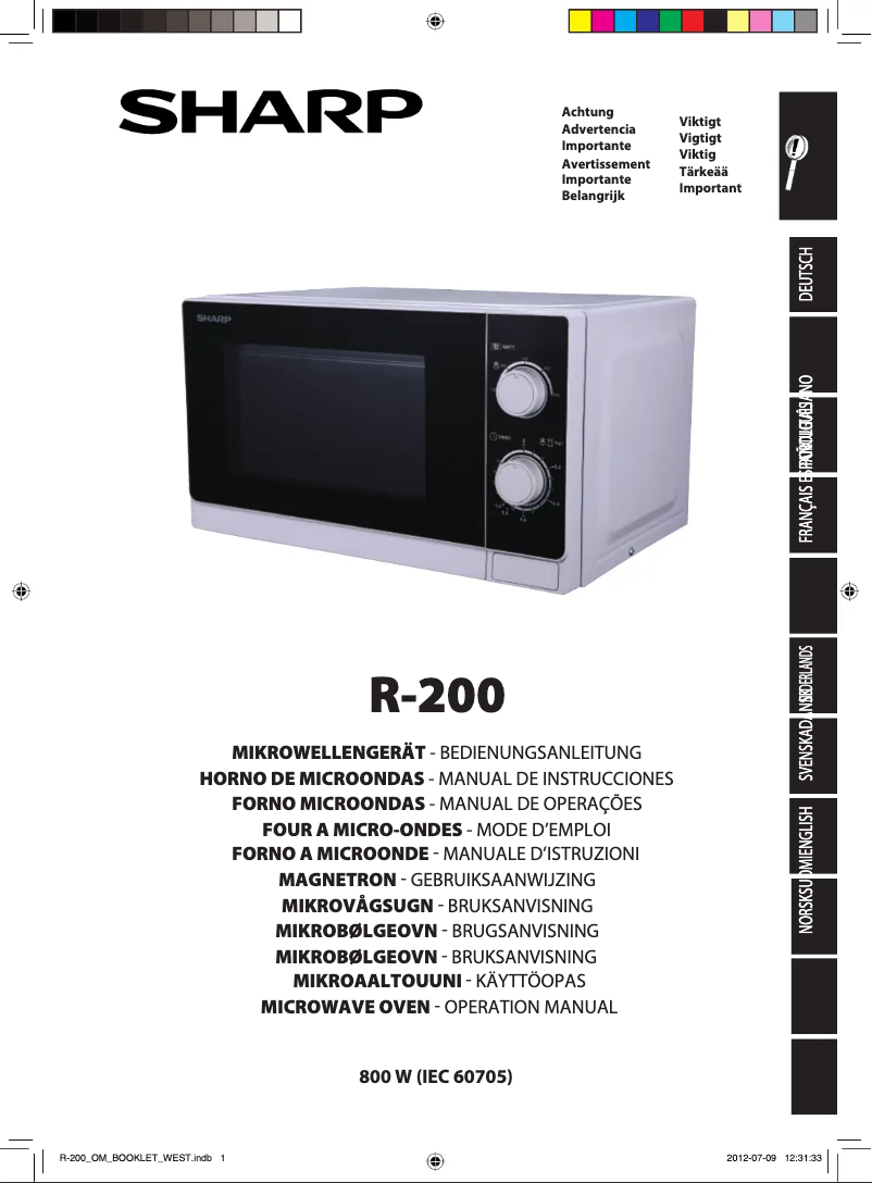 Page 1 de la notice Manuel utilisateur Sharp R-200INW