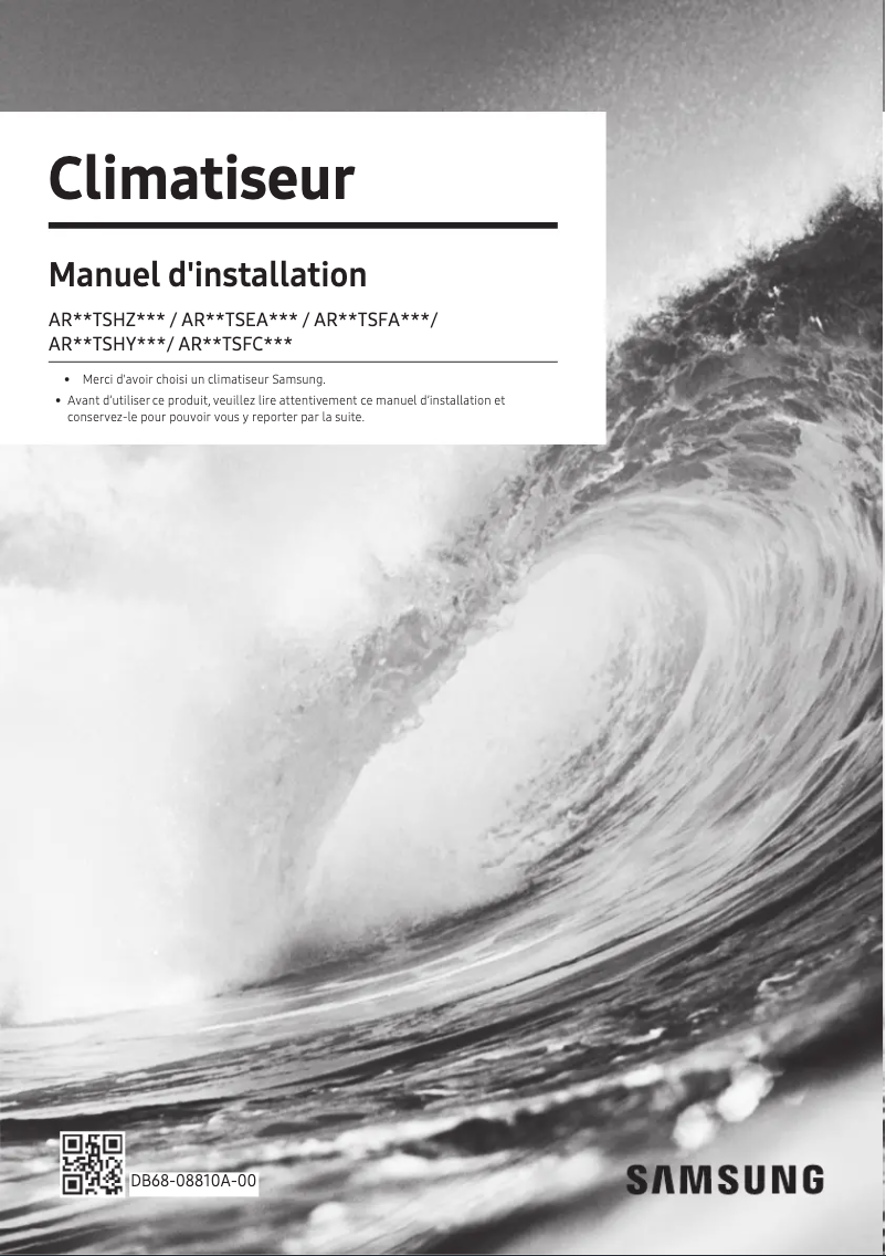 Page 1 de la notice Guide d'installation Samsung AR24TSHZRWKNRC