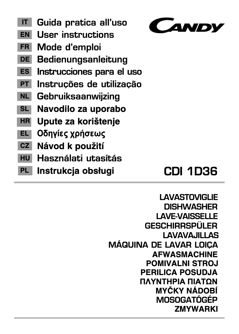 Page 1 de la notice Manuel utilisateur Candy CDI 1D36