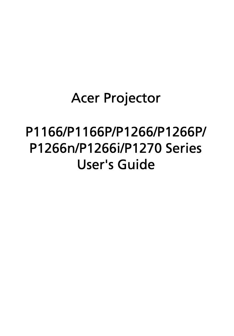 Page n°1 - Manuel utilisateur Acer P1166