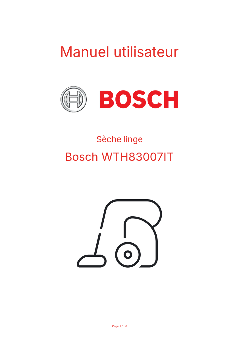 Page n°1 - Manuel utilisateur Bosch WTH83007IT
