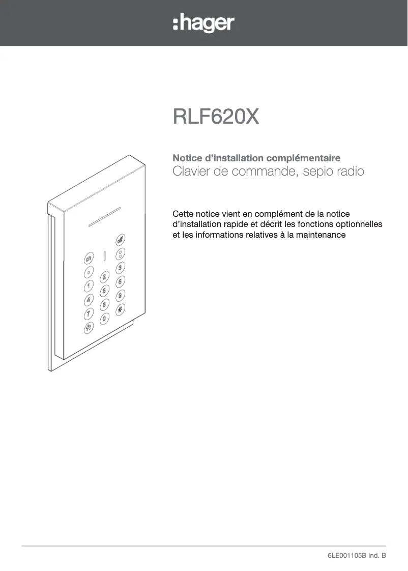 Page n°1 - Manuel utilisateur Hager RLF620X