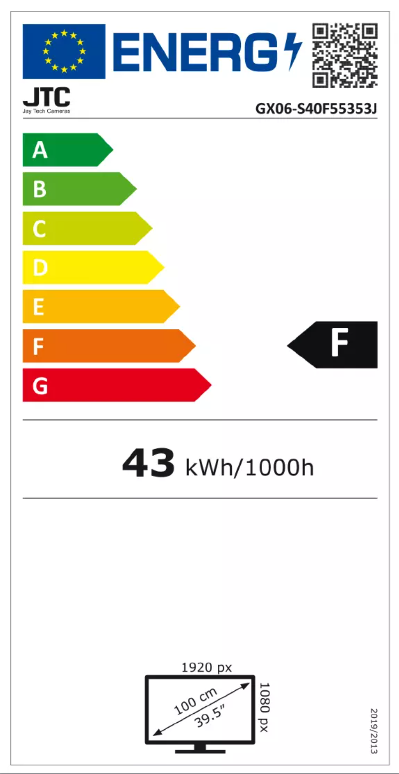 Page 1 de la notice Label énergétique Jay-Tech S40F55353J