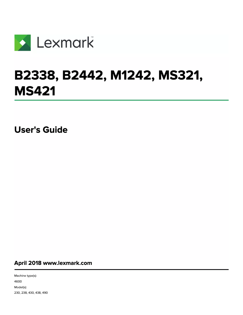 Page 1 de la notice Manuel utilisateur Lexmark MS321dn