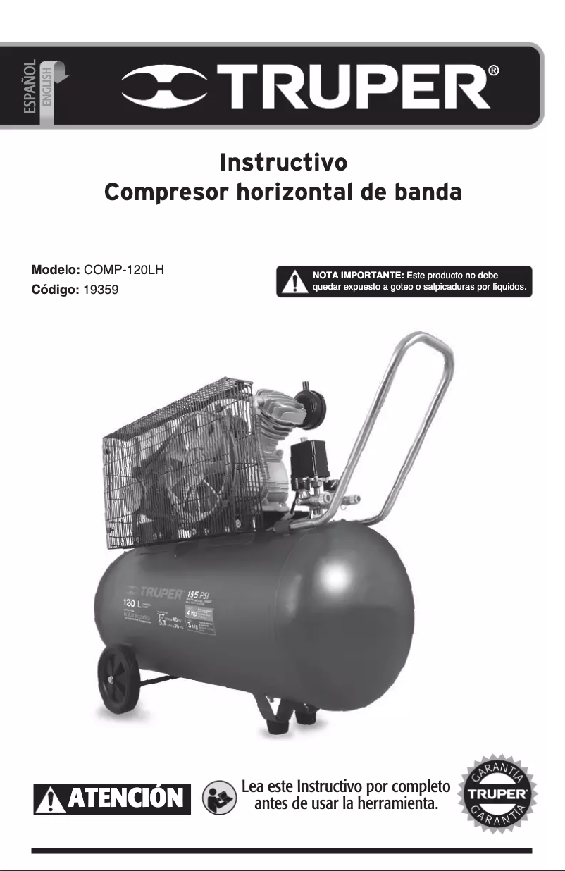 Page n°1 - Manuel utilisateur Truper COMP-120LH