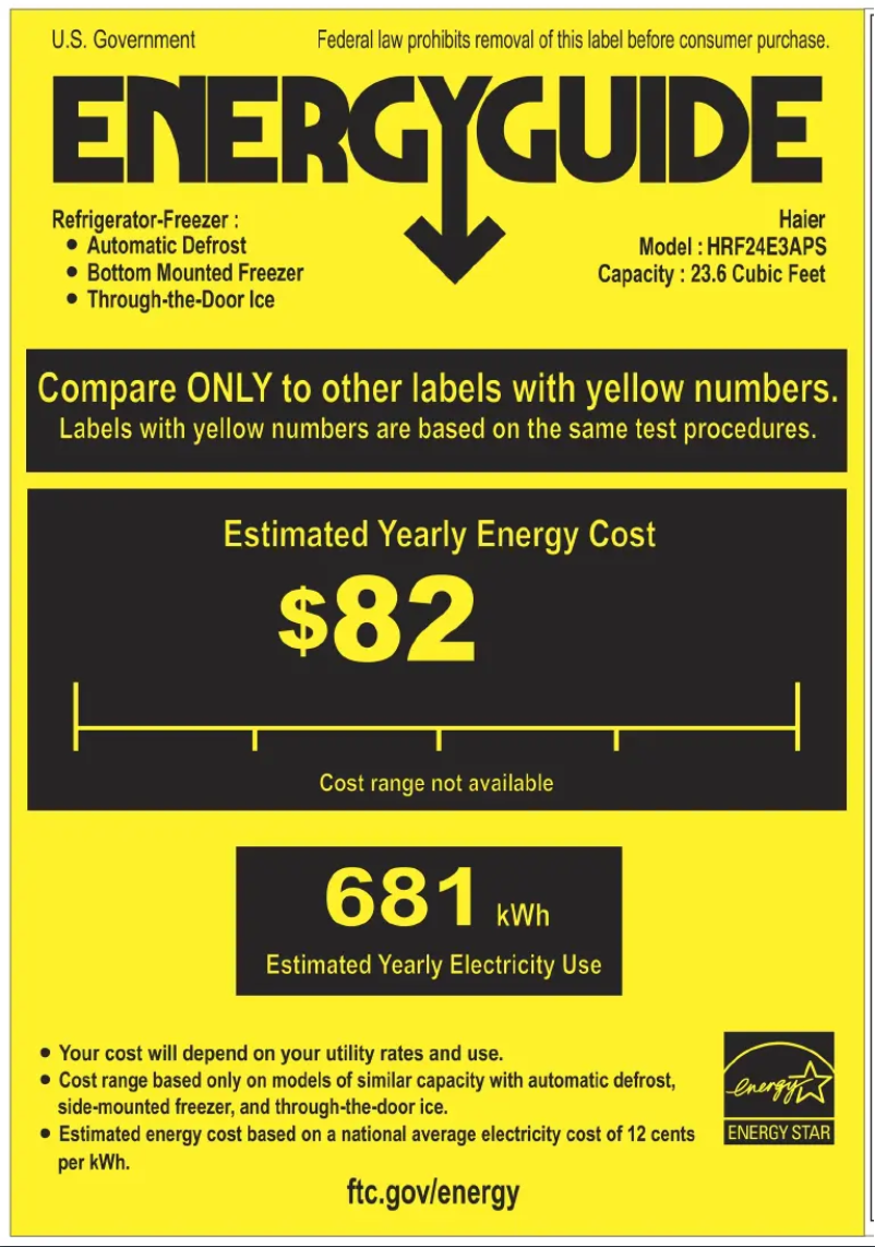 Page n°1 - Label énergétique Haier HRF24E3APS