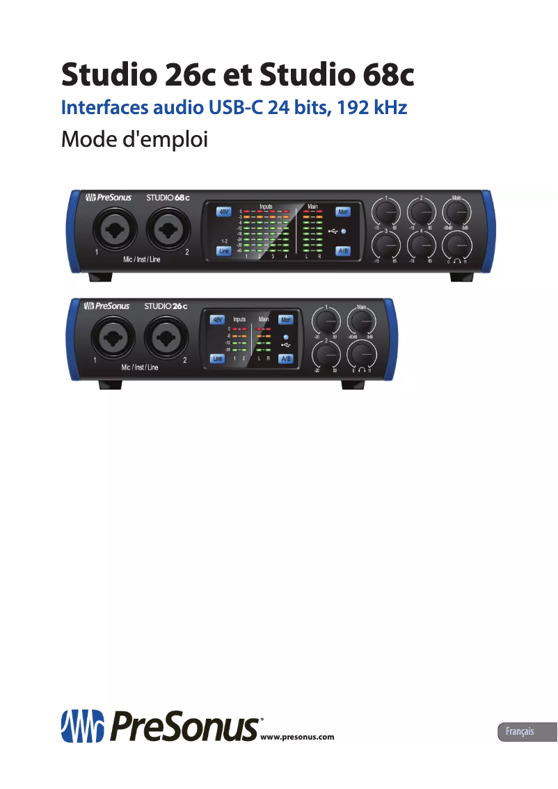 Page 1 de la notice Manuel utilisateur PreSonus Studio 68c