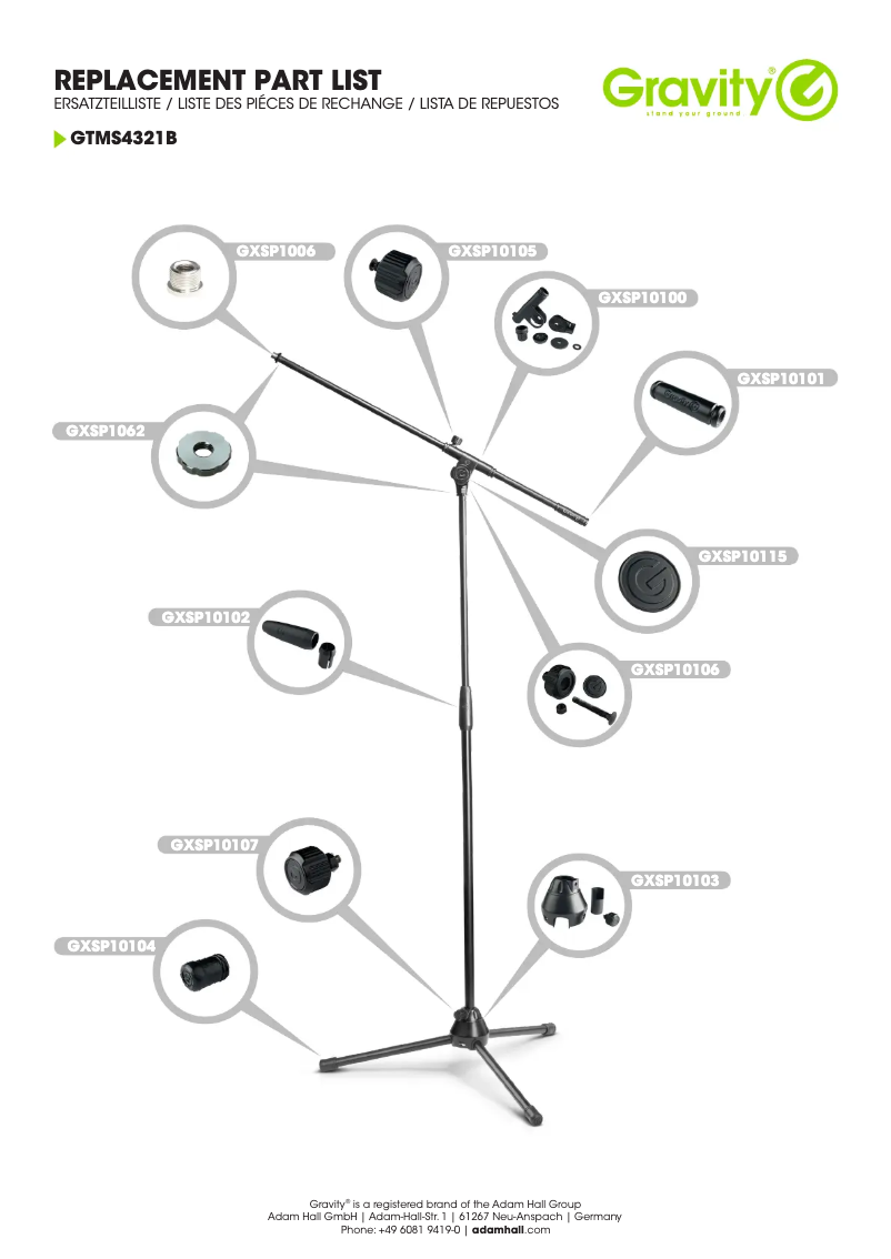 Page 1 de la notice Fiche technique Gravity TMS 4321 B