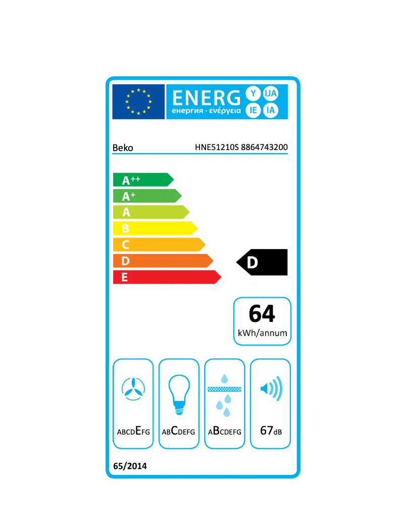 Page n°1 - Label énergétique Beko HNE51210