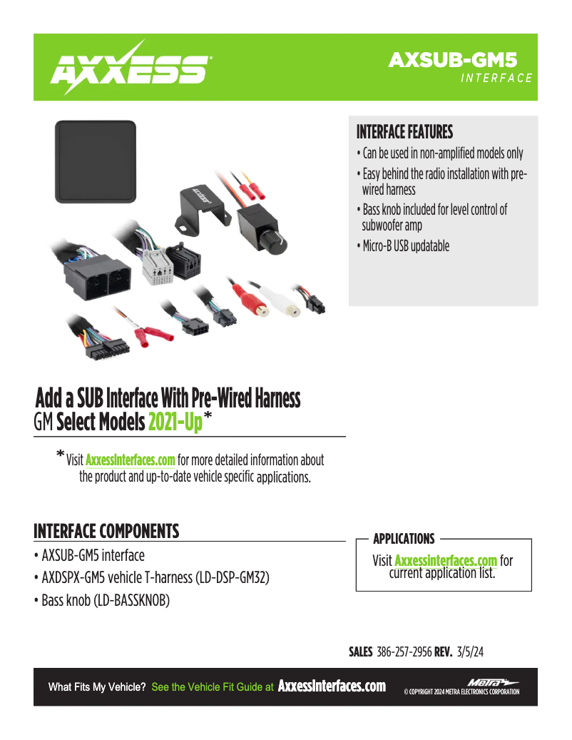 Page 1 de la notice Fiche technique AXESS AXSUB-GM5