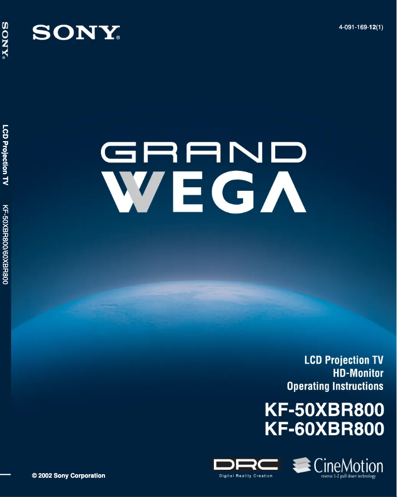 Page 1 de la notice Manuel utilisateur Sony Grand Wega KF-50XBR800