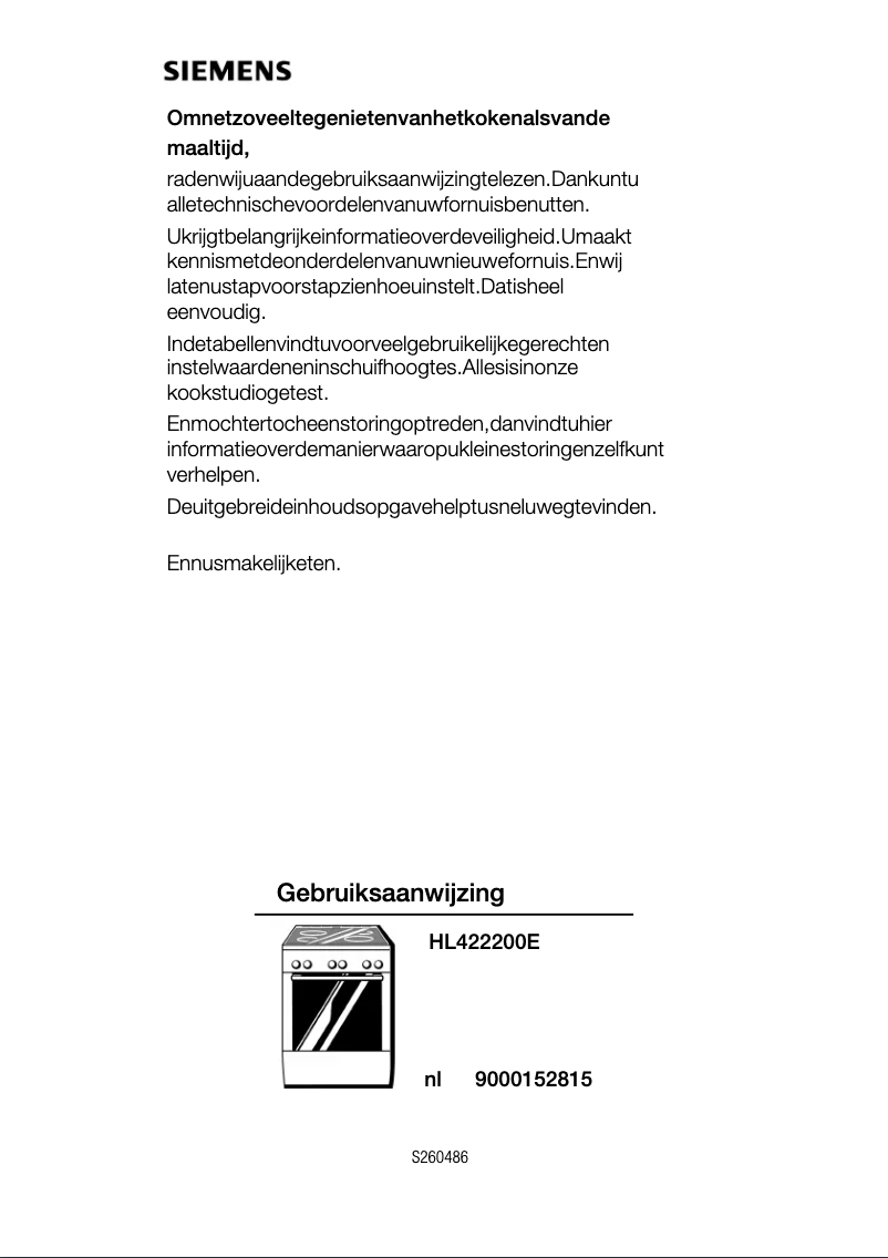 Page 1 de la notice Manuel utilisateur Siemens HL422200