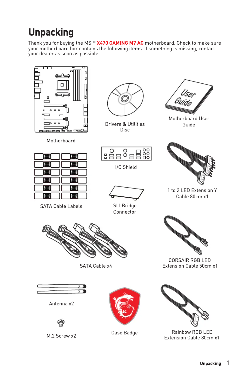 Page n°1 - Manuel utilisateur MSI X470 Gaming M7 AC X470