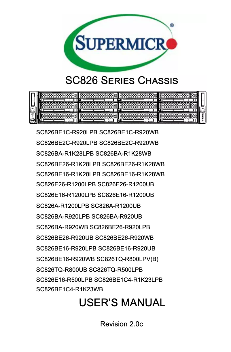 Page 1 de la notice Manuel utilisateur Supermicro SuperChassis SC826