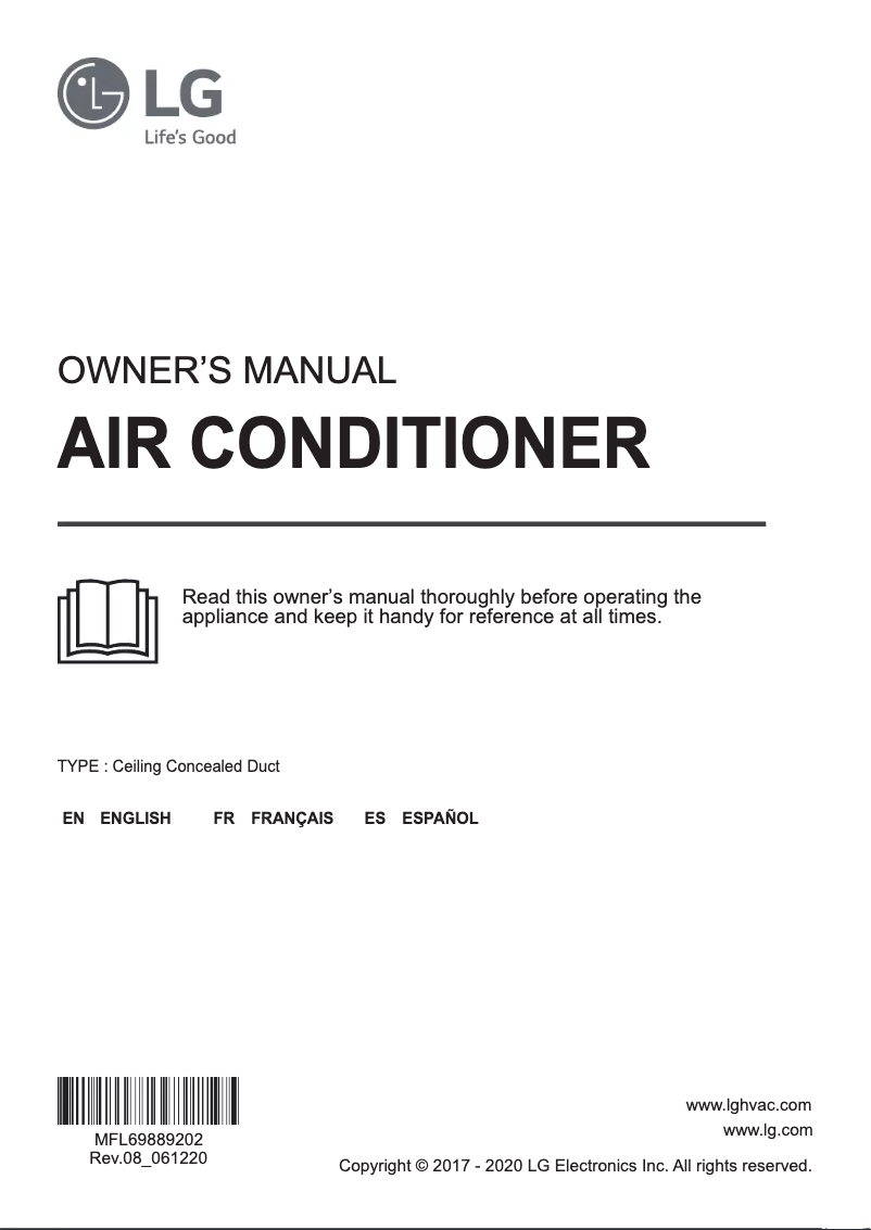 Page 1 de la notice Manuel utilisateur LG ARNU423BGA2