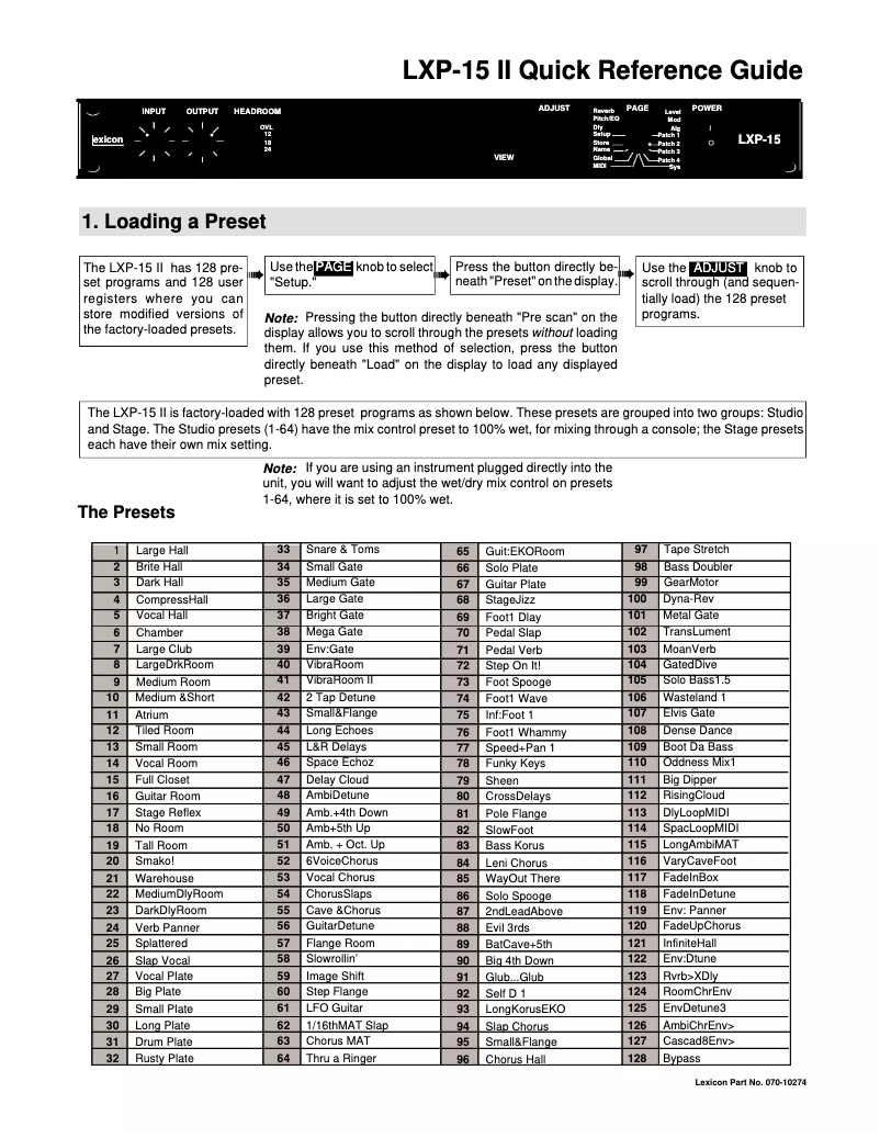 Image de la première page du manuel de l'appareil LXP-15 II
