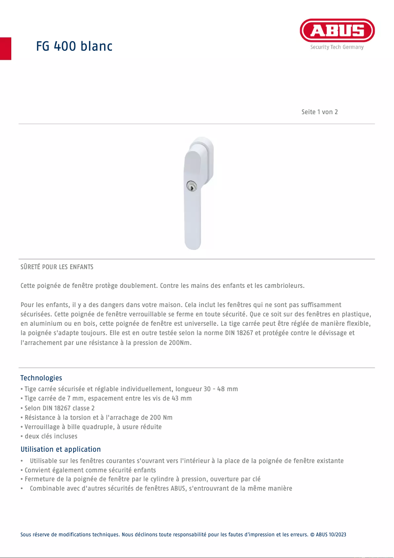 Image de la première page du manuel de l'appareil FG400