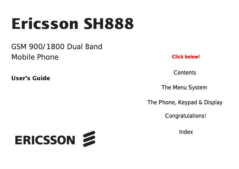 Page n°1 - Manuel utilisateur Ericsson SH888