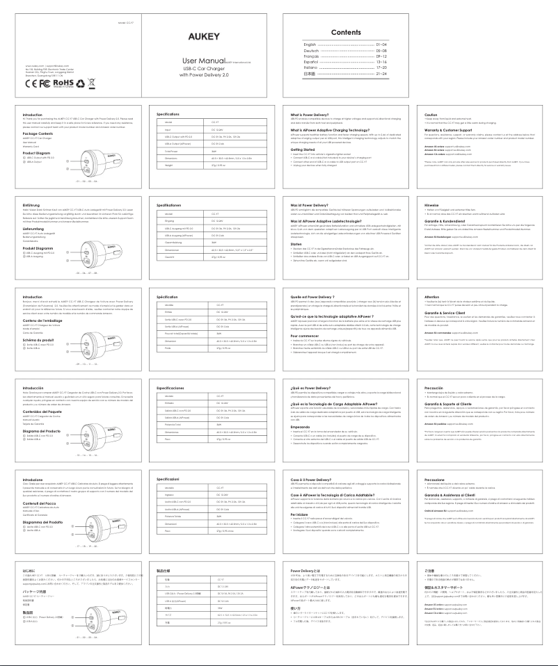 Page 1 de la notice Manuel utilisateur Aukey CB-UD3