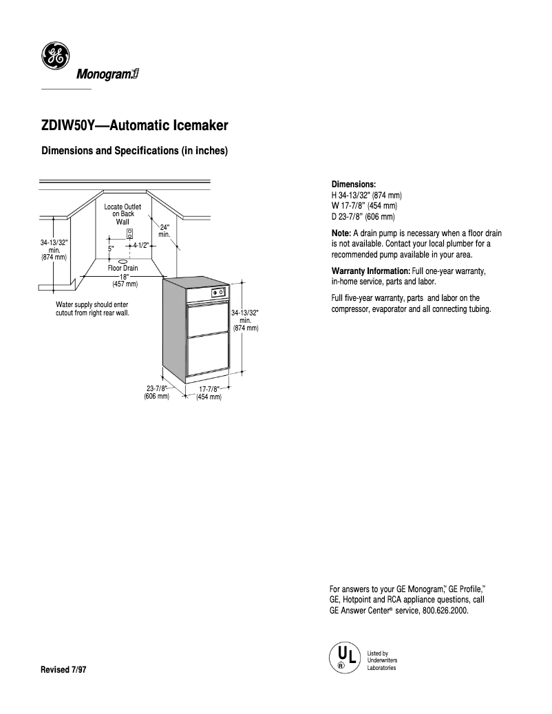 Image de la première page du manuel de l'appareil ZDIW50Y