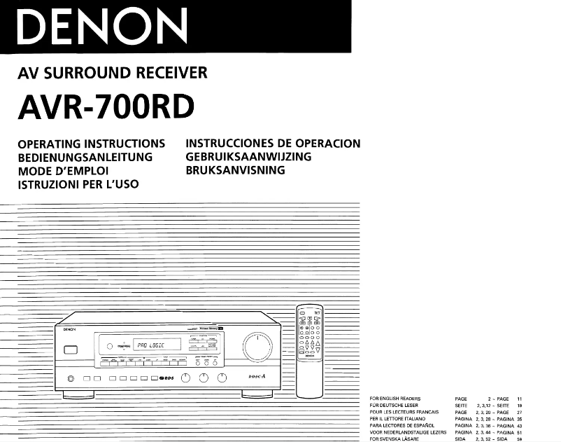 Page n°1 - Manuel utilisateur Denon AVR-700RD