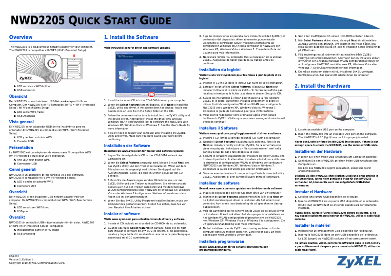Page n°1 - Manuel utilisateur ZyXEL NWD2205