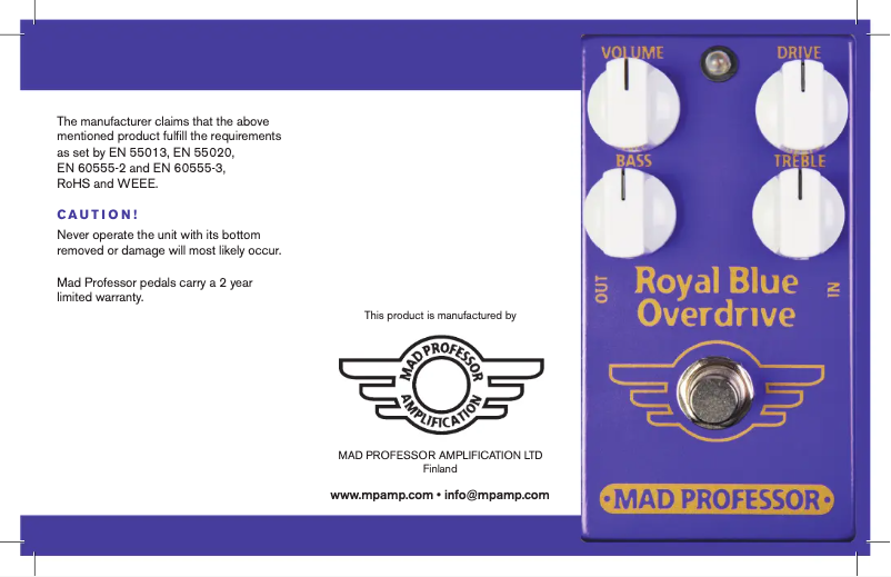 Image de la première page du manuel de l'appareil Royal Blue Overdrive